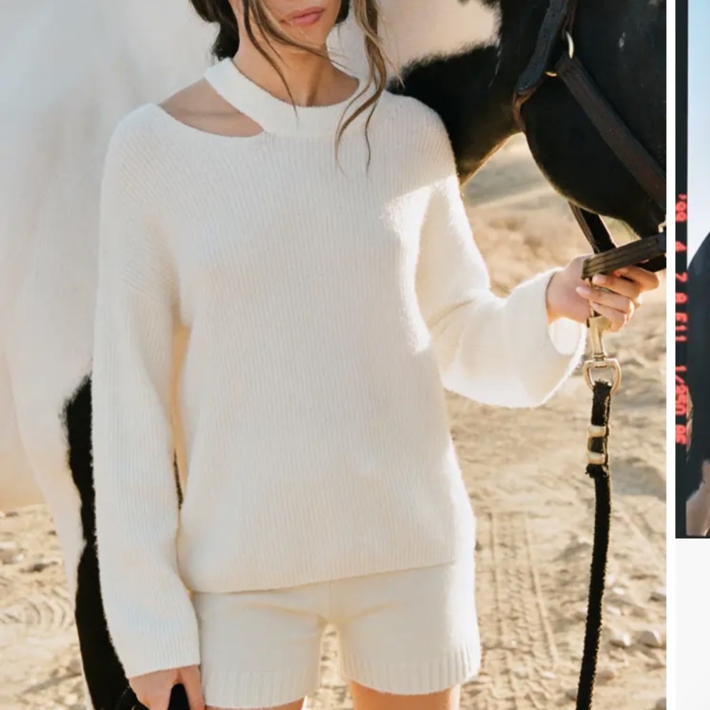 Rails Alexi shoulder cutout sweater in ivory XS